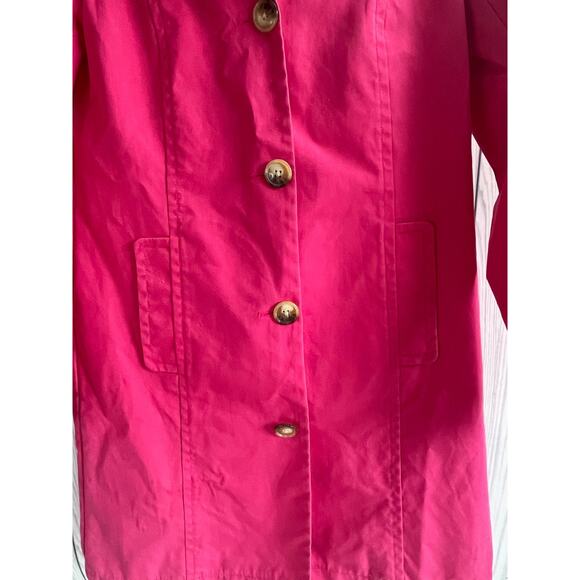 VTG Y2K Old Navy Bright Pink Collared Button Down 100% Cotton Trench Coat - Picture 2 of 8